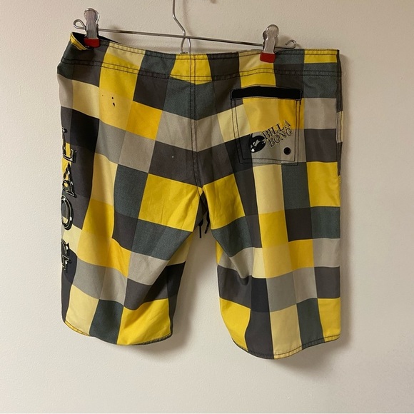 Billabong Boys Swim Trunks Board Shorts Yellow/Black Check Size 7 - Picture 4 of 9